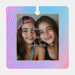 Niedliche Pastel Vaporwave Strip Foto Border Ornament Aus Metall