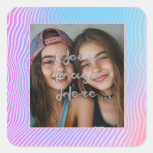 Niedliche Pastel Vaporwave Strip Foto Border Quadratischer Aufkleber