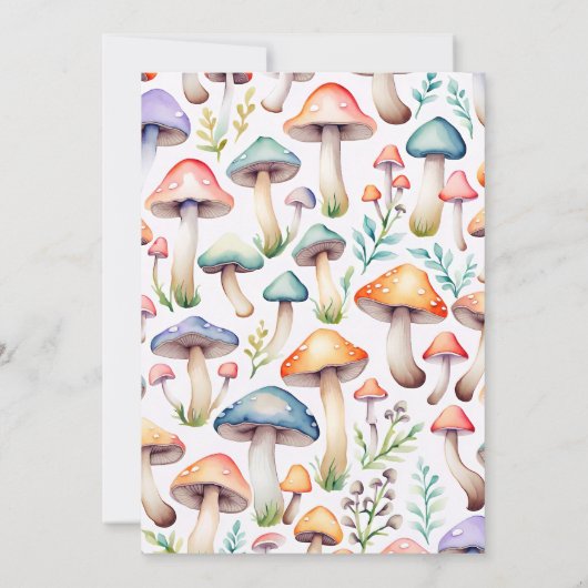 Niedliche Pastel Wasserfarbe Pilzmassage Kinderdus Einladung (Rückseite)