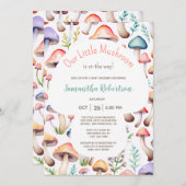 Niedliche Pastel Wasserfarbe Pilzmassage Kinderdus Einladung (Vorne/Hinten)