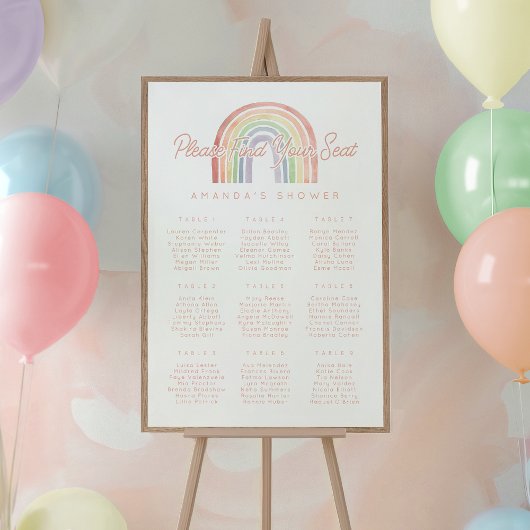 Niedliche Pastel Wasserfarbe Regenbogendusche Sitz Poster