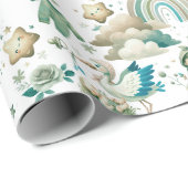 Niedliche Pastel Watercolor Minze Green Baby Neue Geschenkpapier (Rolleneckpunkt)