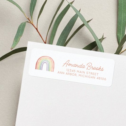 Niedliche Pastel Watercolor Rainbow Rücksendeadres