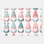 Niedliche Pastel Weihnachtsgnomen, Rosa Blau Grau Geschenkpapier Set (Vorderseite 3)