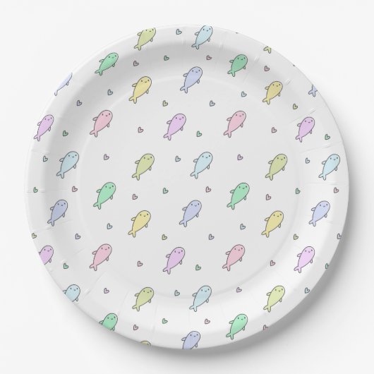 Niedliche Pastel Whales Kinderdusche oder Kinderge Pappteller (Vorderseite)