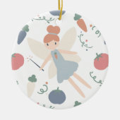Niedliche Pastel Whimsical Gemüsepflanzenzucht Fai Keramik Ornament (Vorne)