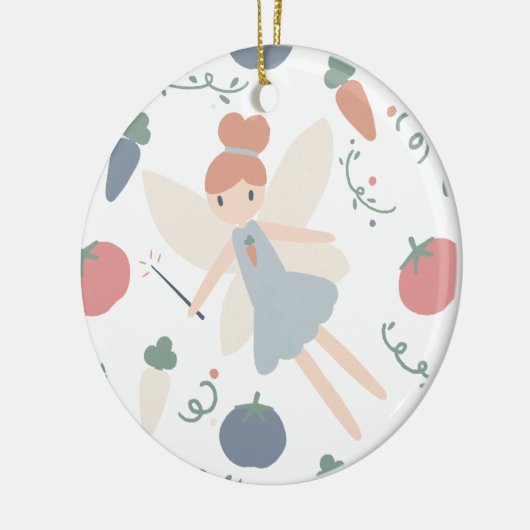 Niedliche Pastel Whimsical Gemüsepflanzenzucht Fai Keramik Ornament (Links)