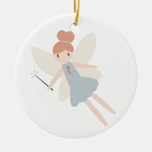 Niedliche Pastel Whimsical Harvest Fairy Keramik Ornament (Vorne)