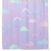 Niedliche Pastel Whimsical Pattern Fun Girly Cloud Duschvorhang (Vorderseite)
