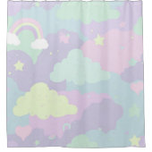 Niedliche Pastel Whimsical Pattern Fun Girly Cloud Duschvorhang (Vorderseite)