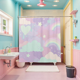 Niedliche Pastel Whimsical Pattern Fun Girly Cloud Duschvorhang