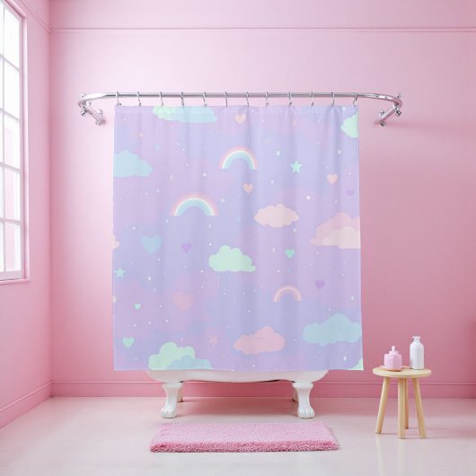 Niedliche Pastel Whimsical Pattern Fun Girly Cloud Duschvorhang