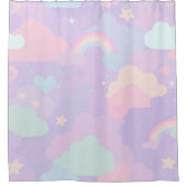 Niedliche Pastel Whimsical Pattern Fun Girly Cloud Duschvorhang (Vorderseite)