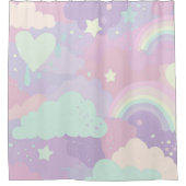 Niedliche Pastel Whimsical Pattern Fun Girly Cloud Duschvorhang (Vorderseite)