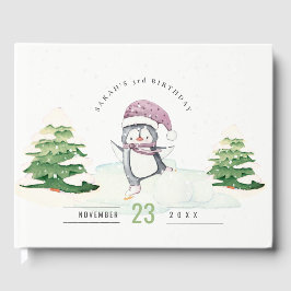Niedliche Pastel Winter Pinguin Kinder jeden Alter Gästebuch