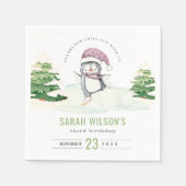 Niedliche Pastel Winter Pinguin Kinder jeden Alter Serviette (Vorderseite)