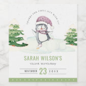 Niedliche Pastel Winter Pinguin Kinder jeden Alter Weinetikett (Einzelnes Label)