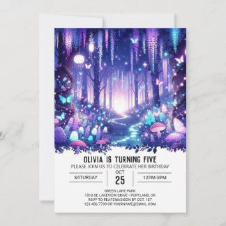 Niedliche Pastel Woodland Digitaler Geburtstag Einladung