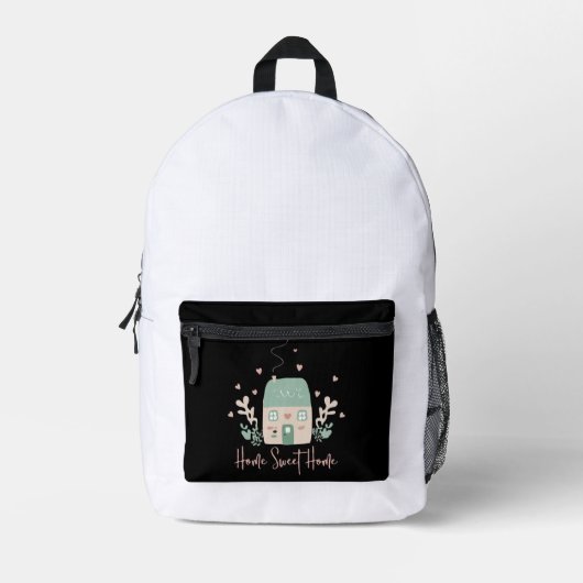 Niedliche Pastel "Zuhause Sweet Zuhause" Illustrat Bedruckter Rucksack (Vorderseite)