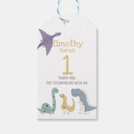 Niedliche Pasteldinosaurier zum Geburtstag Geschenkanhänger