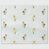 Niedliche Pastelenten und Affodien Geschenkpapier (Flach)