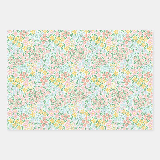 Niedliche Pastelgarten Blume Muster Geschenkpapier Set (Vorderseite)