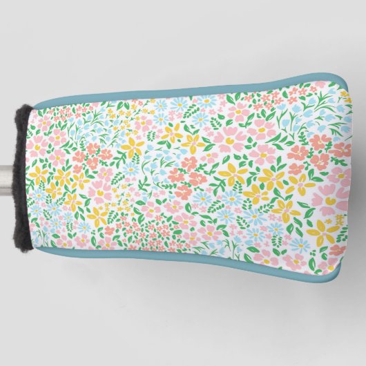 Niedliche Pastelgarten Blume Muster Golf Headcover (Vorderseite)