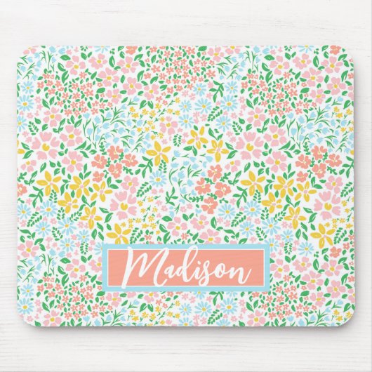 Niedliche Pastelgarten Blume Muster Mousepad (Vorne)