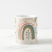 Niedliche Pastell Aquamarine Boho Blume und Regenb Kaffeetasse (Mittel)