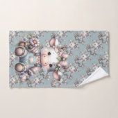 Niedliche Pastell Babykuh in Overalls mit Blume Badhandtuch Set (Handtuch)