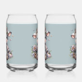 Niedliche Pastell Babykuh in Overalls mit Blume Dosenglas (Links)