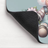 Niedliche Pastell Babykuh in Overalls mit Blume Mousepad (Ecke)