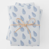 Niedliche Pastell Blau & Creme Raindrop Wasserfarb Geschenkpapier Set (Beispiel)