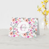 Niedliche Pastell-Blume Mit Monogramm Karte (Gelbe Blume)