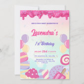 Niedliche Pastell Candy Birthday Invivation Card Einladung (Vorderseite)
