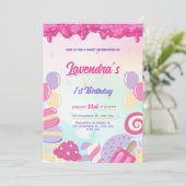 Niedliche Pastell Candy Birthday Invivation Card Einladung (Stehend Vorderseite)