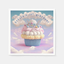 Niedliche Pastell Cupcake Geburtstag Serviette