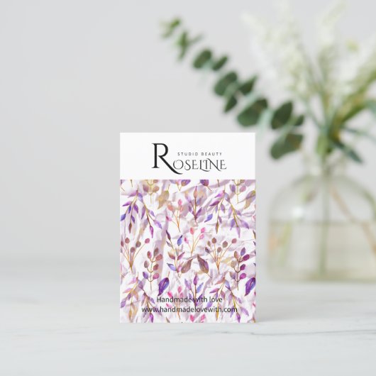 Niedliche Pastell-Frühling Lila Blume Vorleuchtung Visitenkarte (Stehend Vorderseite)