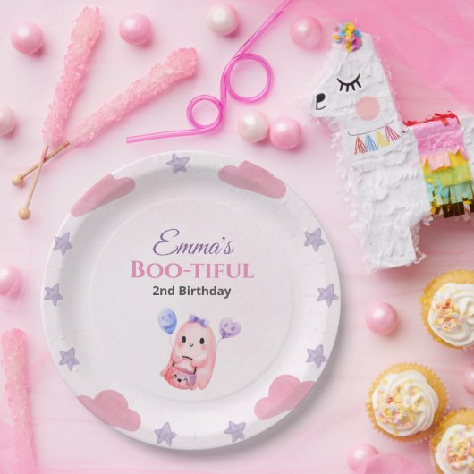 Niedliche Pastell Ghost Aquarellfarbe Halloween Ge Pappteller (Party)