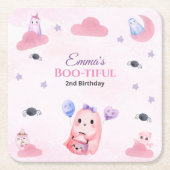 Niedliche Pastell Ghost Aquarellfarbe Halloween Ge Rechteckiger Pappuntersetzer (Vorderseite)