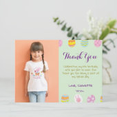 Niedliche Pastell Grüne Eier Kindergeburtstag Foto Dankeskarte (Stehend Vorderseite)