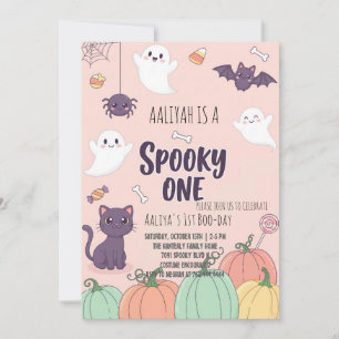 Niedliche Pastell Halloween Einladungskarte Spoo Einladung