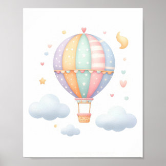 Niedliche Pastell Hot Air Ballon Poster