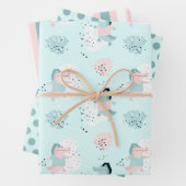 Niedliche Pastell-Jungle-Alligatoren Wrapping Pape Geschenkpapier Set (Beispiel)
