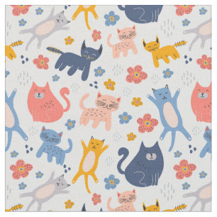 Niedliche Pastell-Katzen Stoff