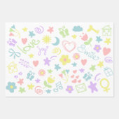 Niedliche Pastell-Liebe Lächeln Polka Dot Streifen Geschenkpapier Set (Vorderseite)