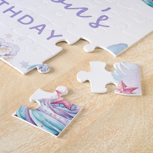Niedliche Pastell Personalisierte Leepover Geburts Puzzle (Seite)
