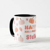 Niedliche Pastell Pink und Peach Pumpkin Halloween Tasse (Vorderseite Links)
