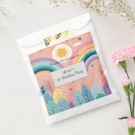 Niedliche Pastell Rainbow & Sun oberhalb des Walde Geschenktütchen