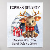 Niedliche Pastell-Rentiere Wasserfarbe Kinder Weih Poster (Vorne)